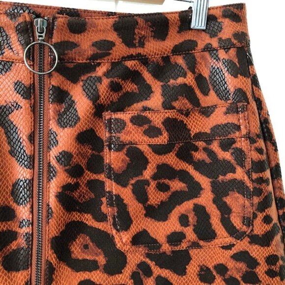 OAT Womens Leopard Print Zip Front Mini Skirt Size 31 - Picture 5 of 8